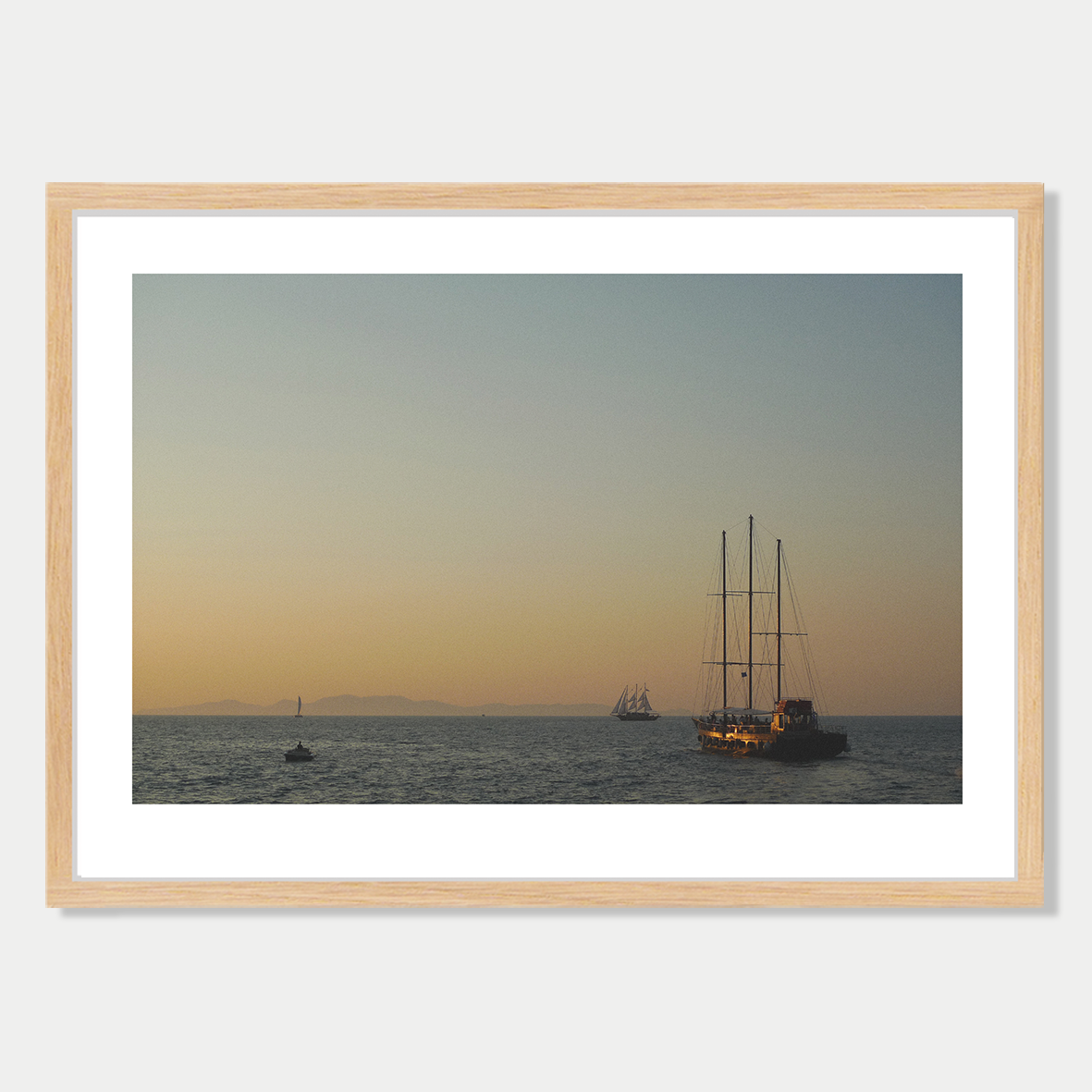 Aegean Sunset Photographic Art Print in a Skinny Raw Frame