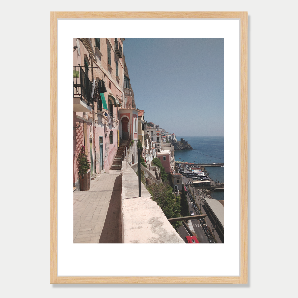 Amalfi Coastal Street Photographic Art Print in a Skinny Raw Frame