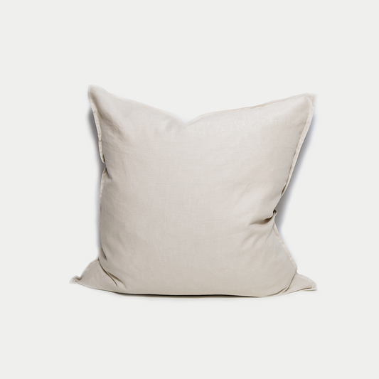 Linen cushion in alabaster colour, 50x50cm. Handmade in New Zealand by Bon Jung for the inzine collection.