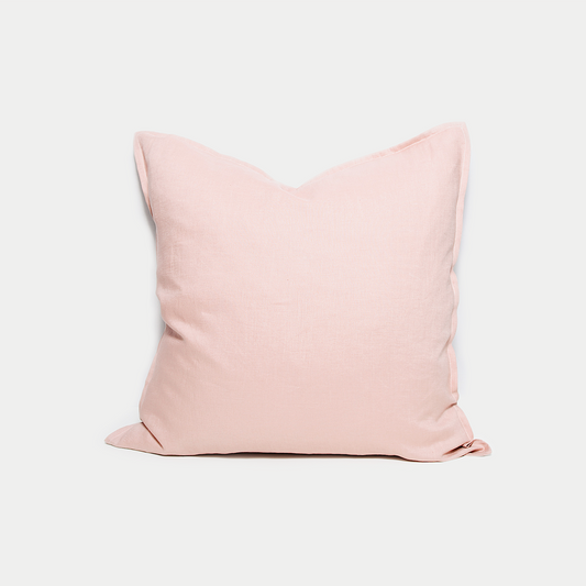 Linen cushion in vintage blush colour, 50x50cm. Handmade in New Zealand by Bon Jung for the inzine collection.