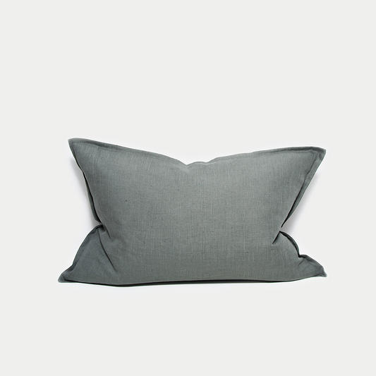Organic hemp cushion in kale colour, 35x55cm. Handmade in New Zealand by Bon Jung for the inzine collection.