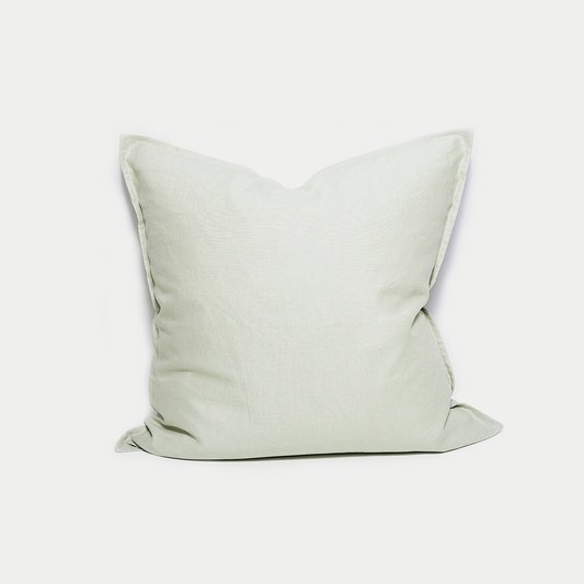 Linen cushion in sea salt colour, 50x50cm. Handmade in New Zealand by Bon Jung for the inzine collection.