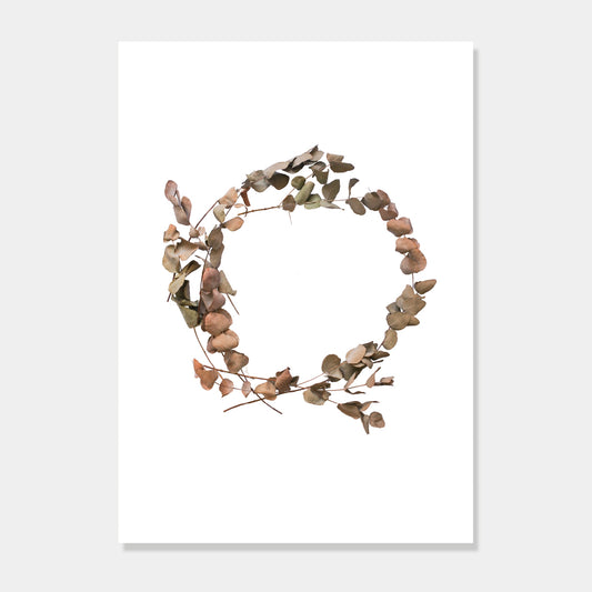 Photographic art print of dried leaves in a o shape by Bon Jung. Printed in New Zealand by endemicworld.