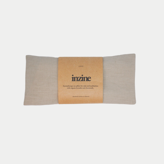 Handmade linen eye pillow in sea salt, filled with organic chamomile and lavender and linseed.