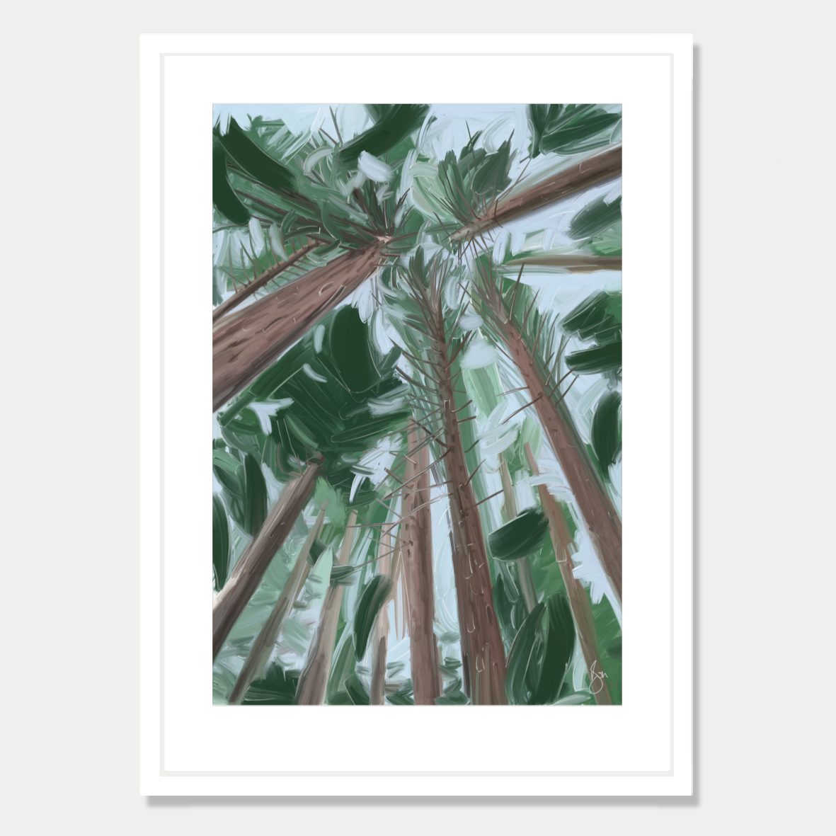 This art print is a still life of a forest scene in New Zealand, by Bon Jung. Printed in New Zealand by endemicworld and framed in white.