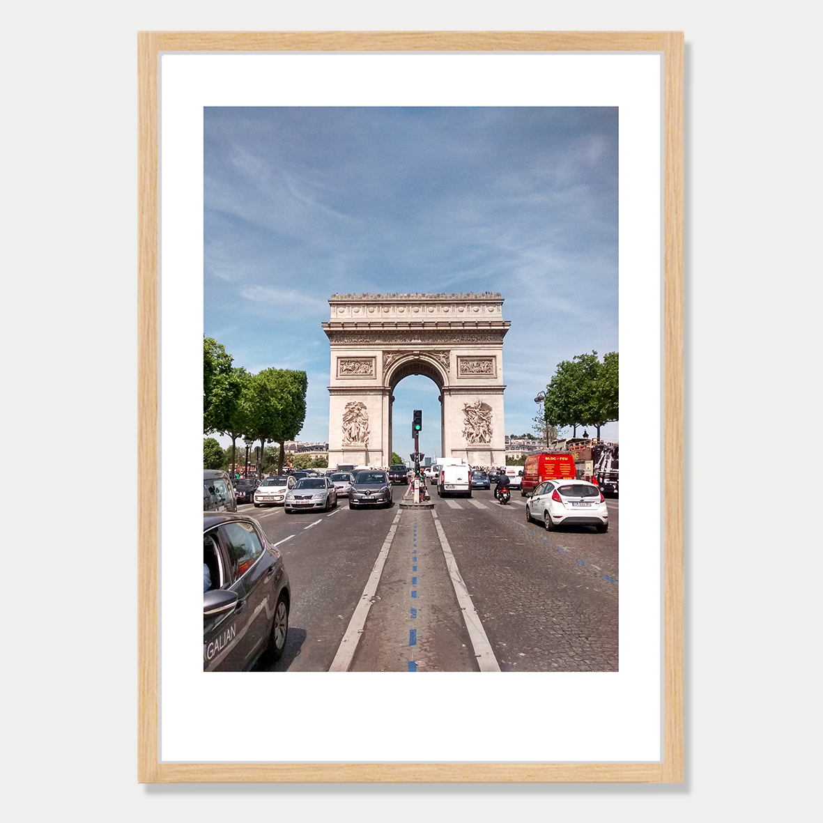 Green Light Arch De Triomphe Paris Still Life Photographic Art Print in a Skinny Raw Frame