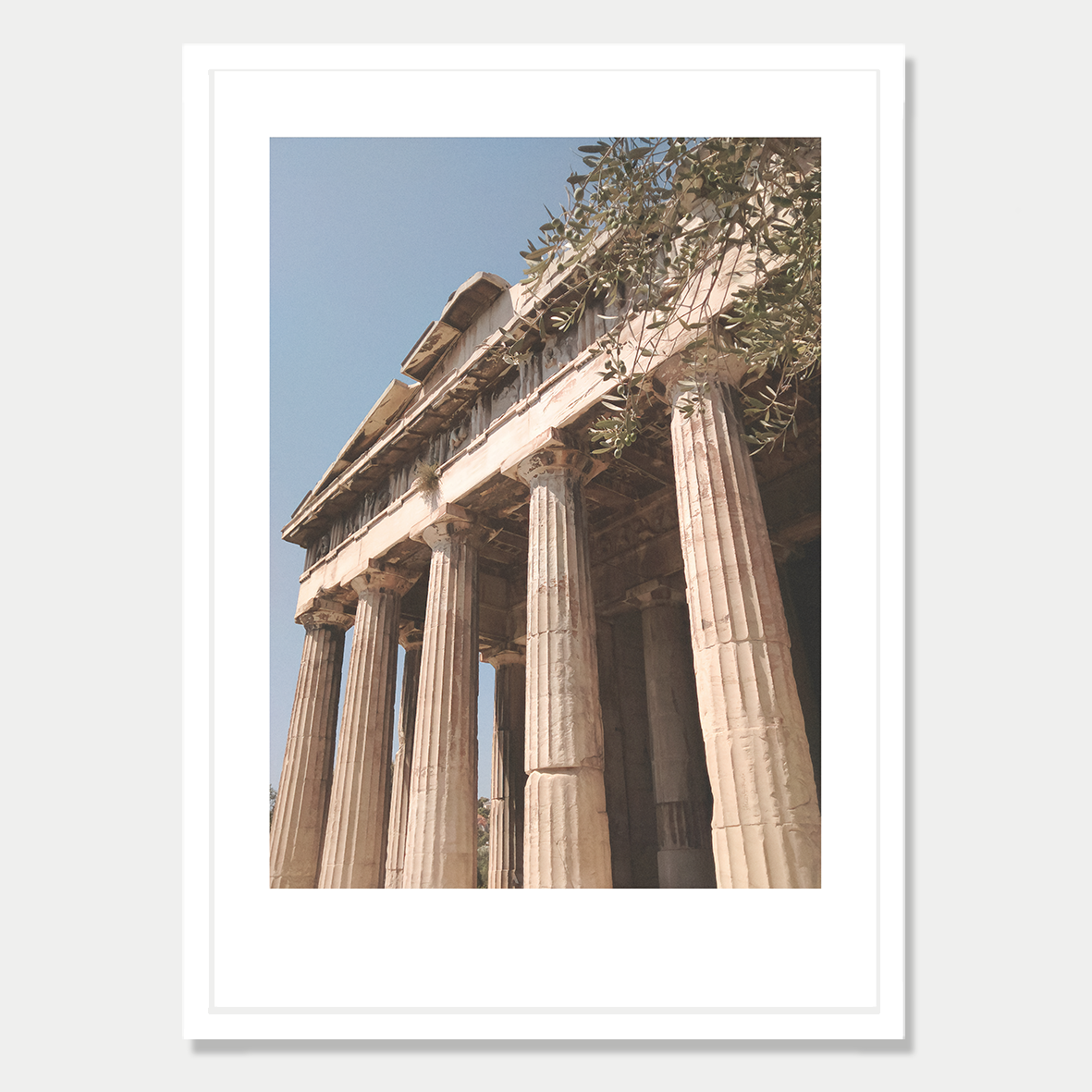 Hephaestus Ancient Greek Temple Athens Photographic Art Print in a Skinny White Frame