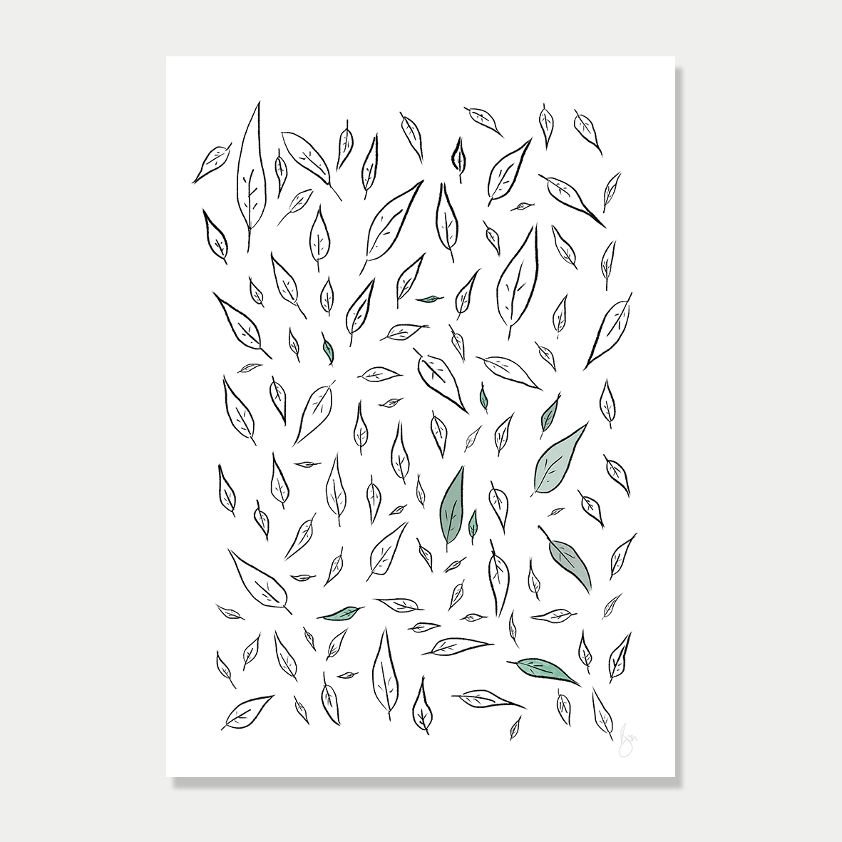 This art print is a playful minimal illustration of leaves, by Bon Jung. Printed in New Zealand by endemicworld.