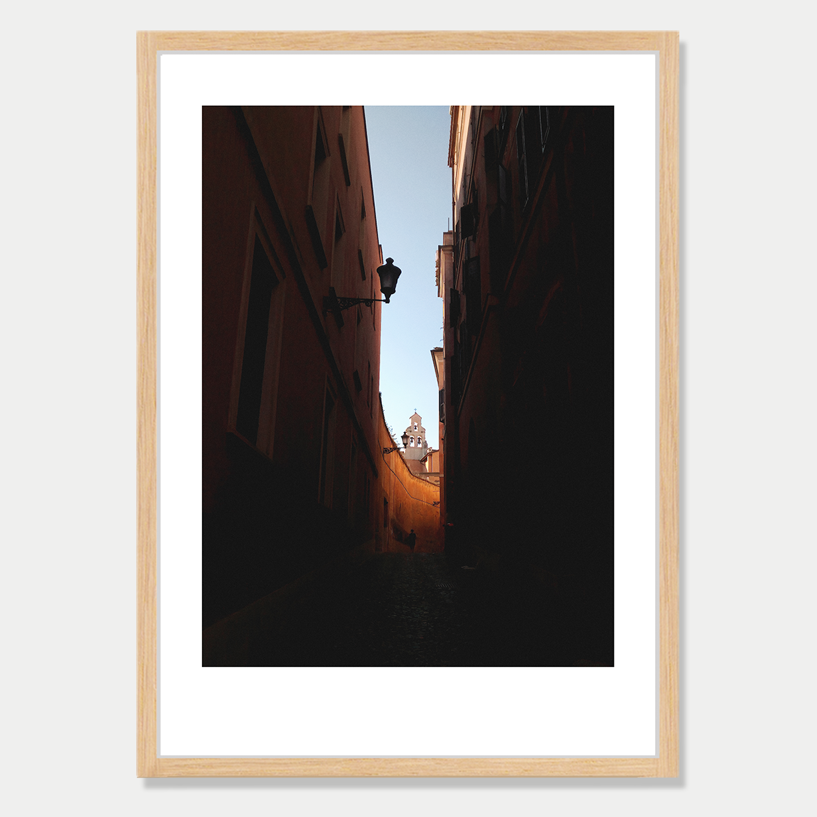 Lost in a Backstreet on a Summer's Day in Rome Italy Photographic Art Print in a Skinny Raw Frame