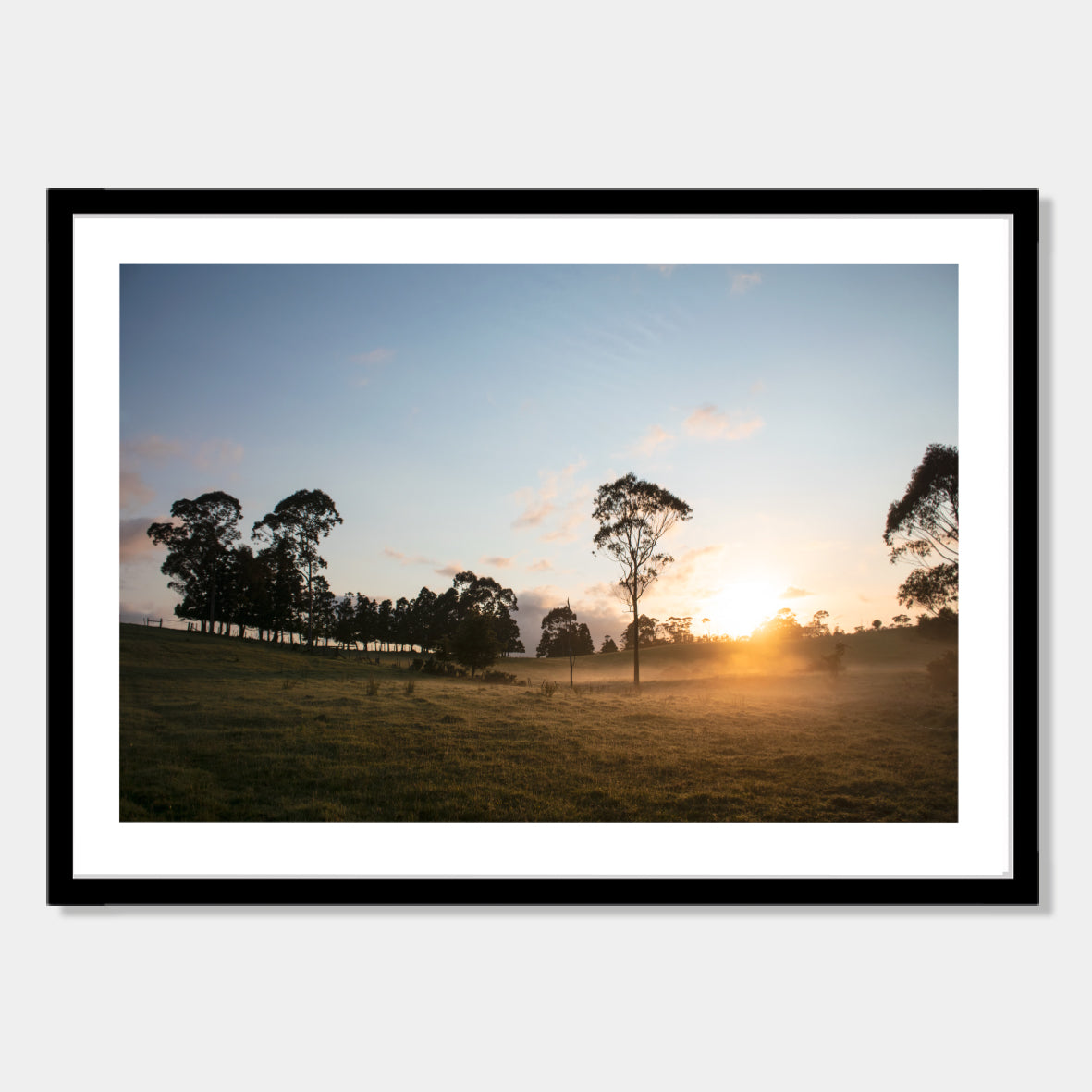 Photographic art print of sunrise in Northland, New Zealand by Chris Starkey. Printed in New Zealand by endemicworld framed in black.