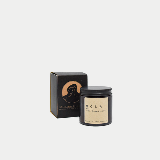 Nōla soy candle with wooden wick - White Lotus and Jasmine, hand poured in New Zealand
