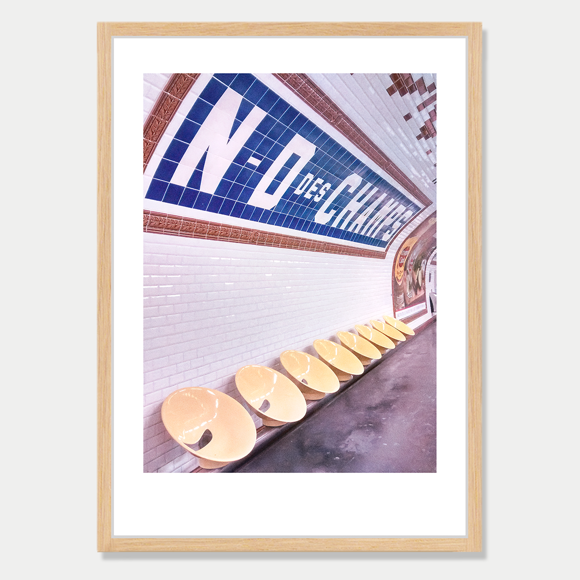 Nom Des Champs Subway Station in Paris, Still Life Photographic Art Print in a Skinny Raw Frame