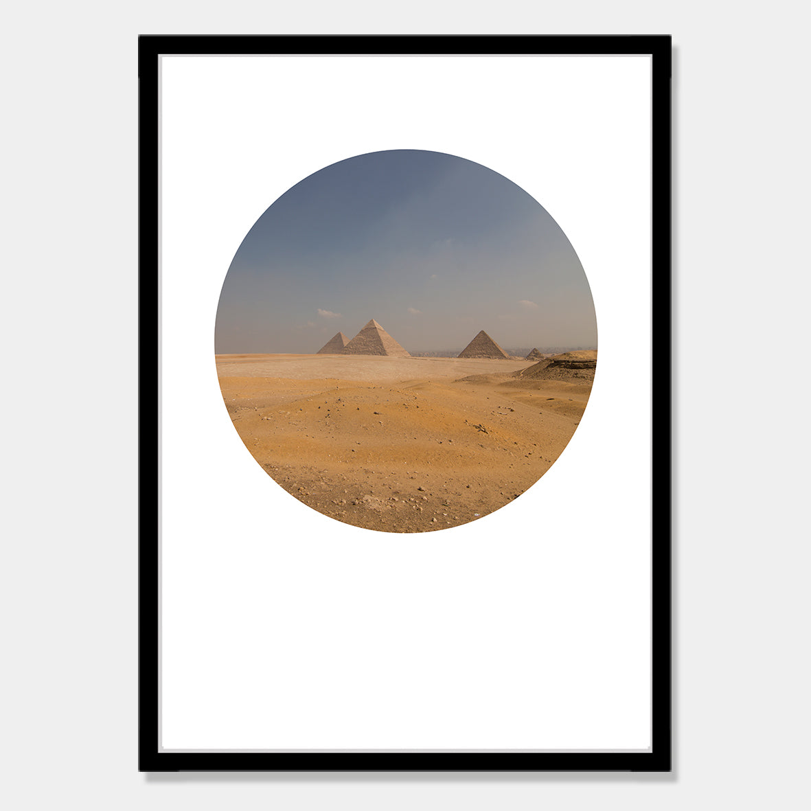 Photographic art print of the Great Pyramids, Egypt by Chris Starkey. Printed in New Zealand by endemicworld and framed in black.