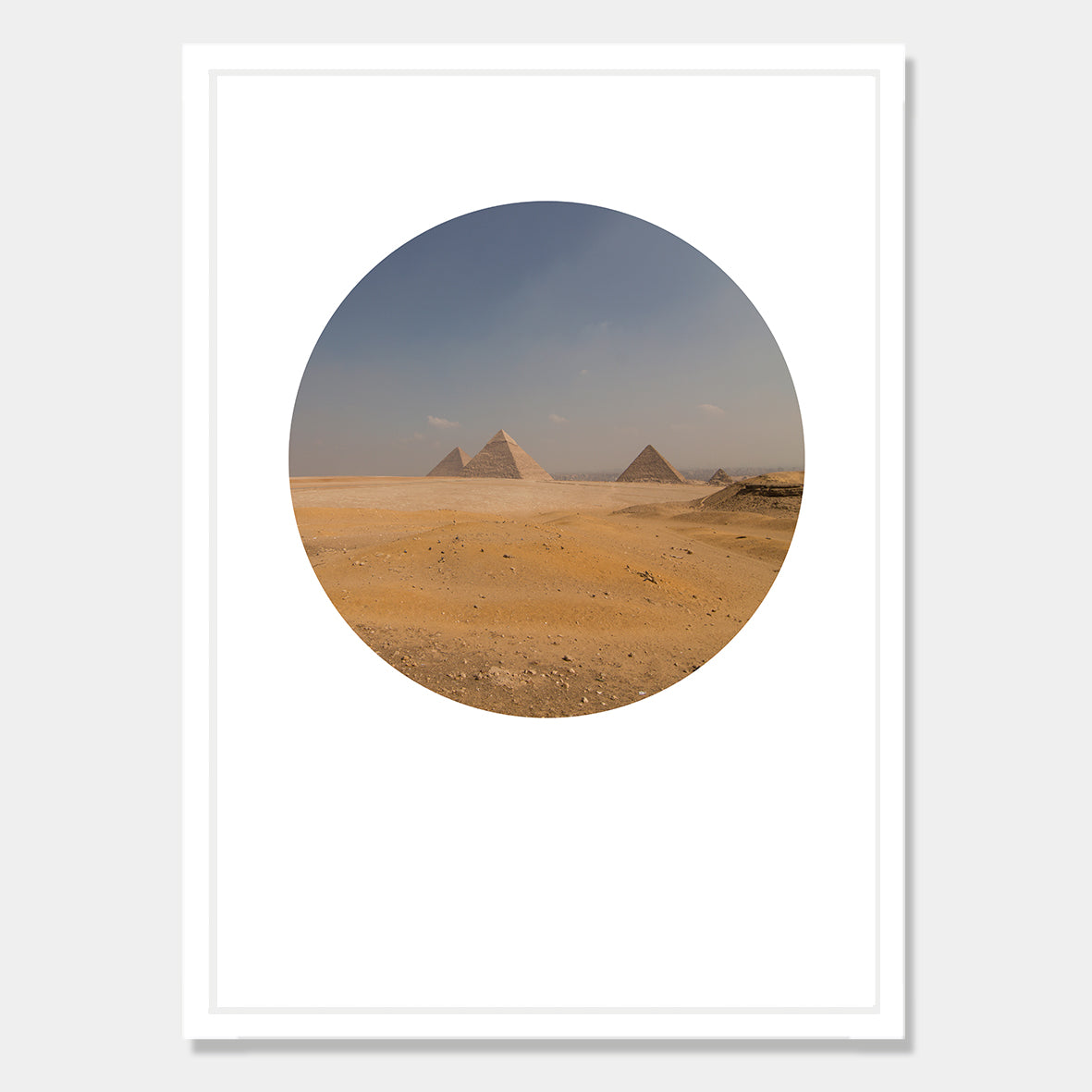 Photographic art print of the Great Pyramids, Egypt by Chris Starkey. Printed in New Zealand by endemicworld and framed in white.