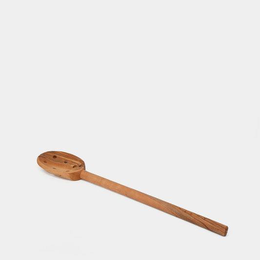 Olive Wood Oval Spoon with Holes 30cm