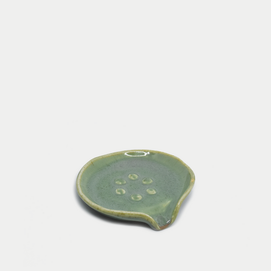 Round Soap Dish with Spout: Olive