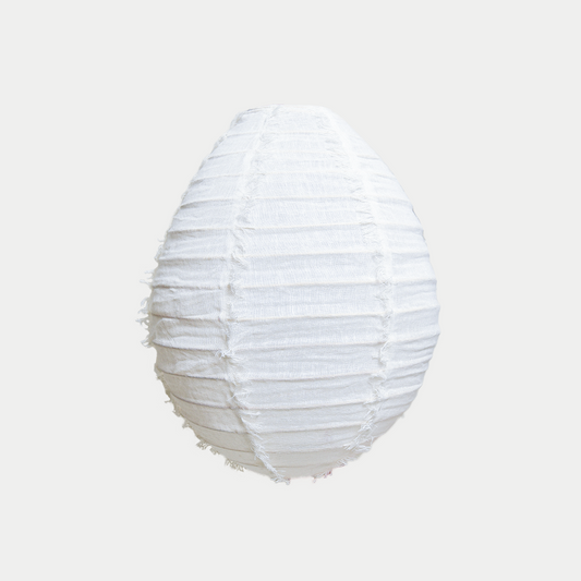 Linen Fringed Pendant - Pear 35cm White
